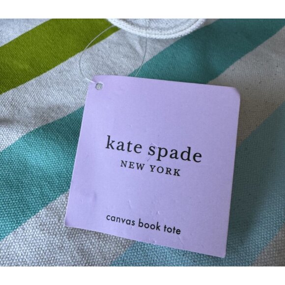 Kate Spade New York Candy Stripe Canvas Tote Bag with Interior Pocket NWT - Picture 2 of 6